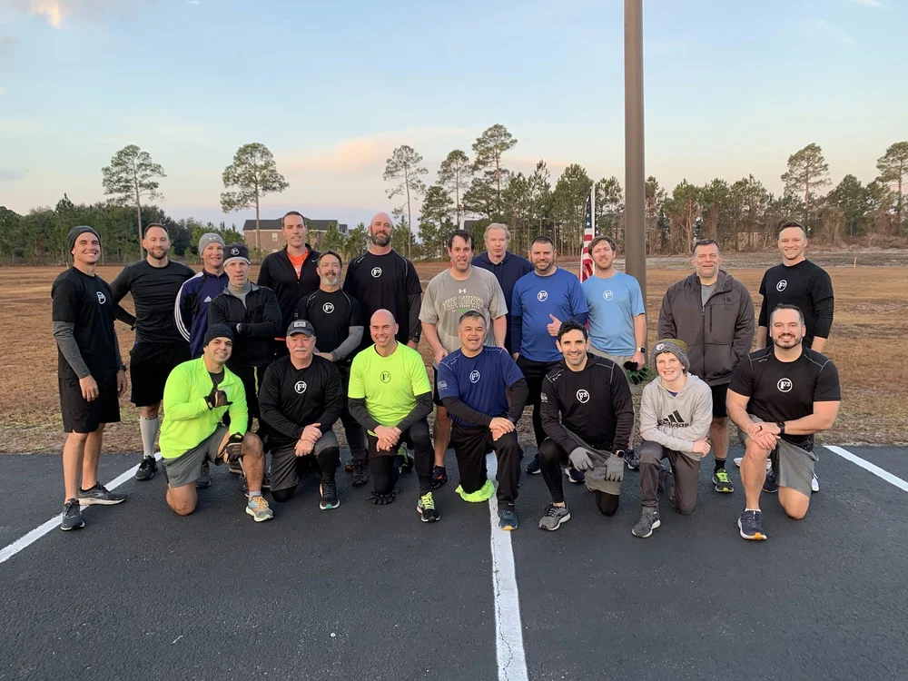 Men working out outdoors